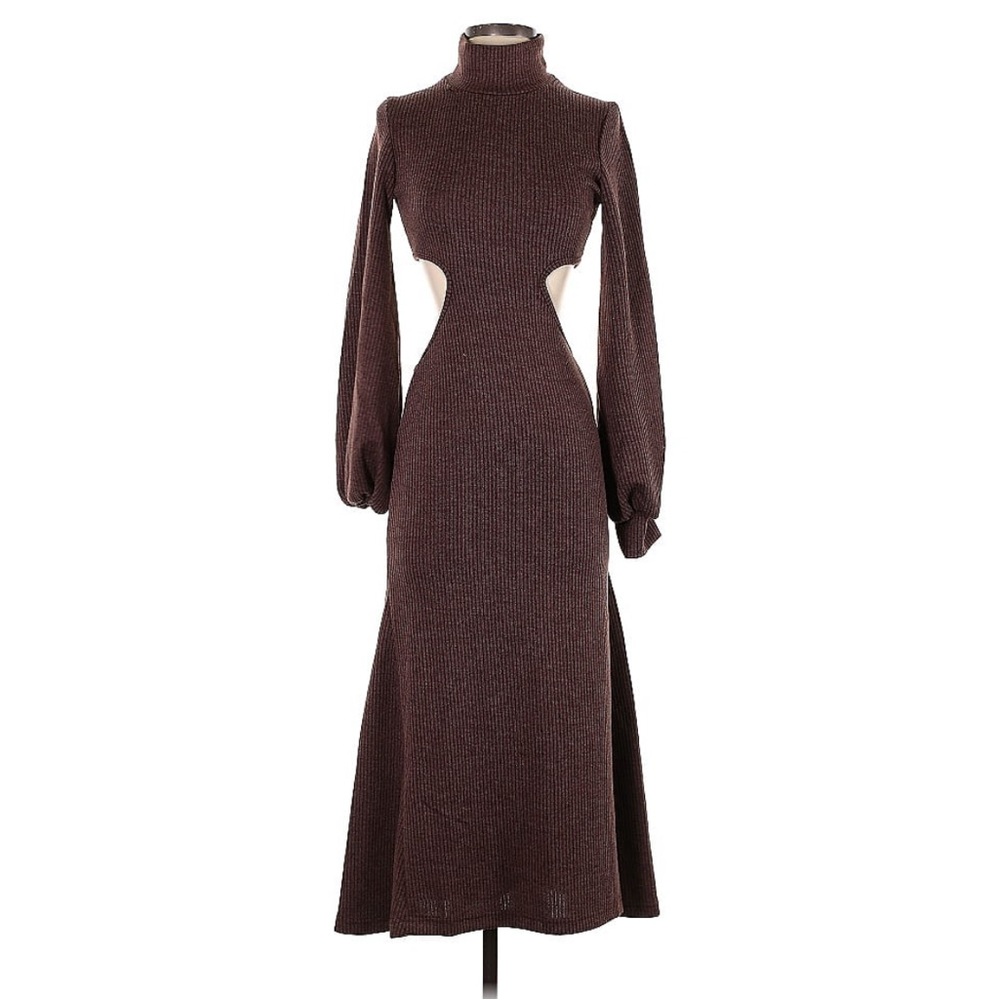 Brown cut out sweater dress